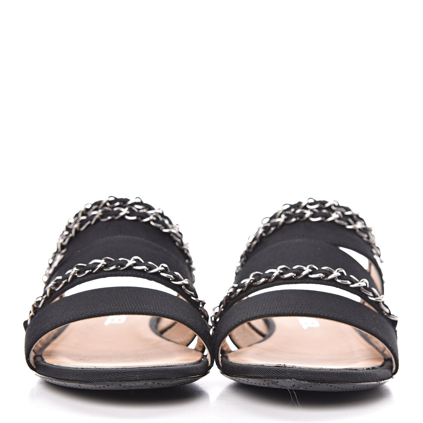 Grosgrain Chain Sandals 36 Black