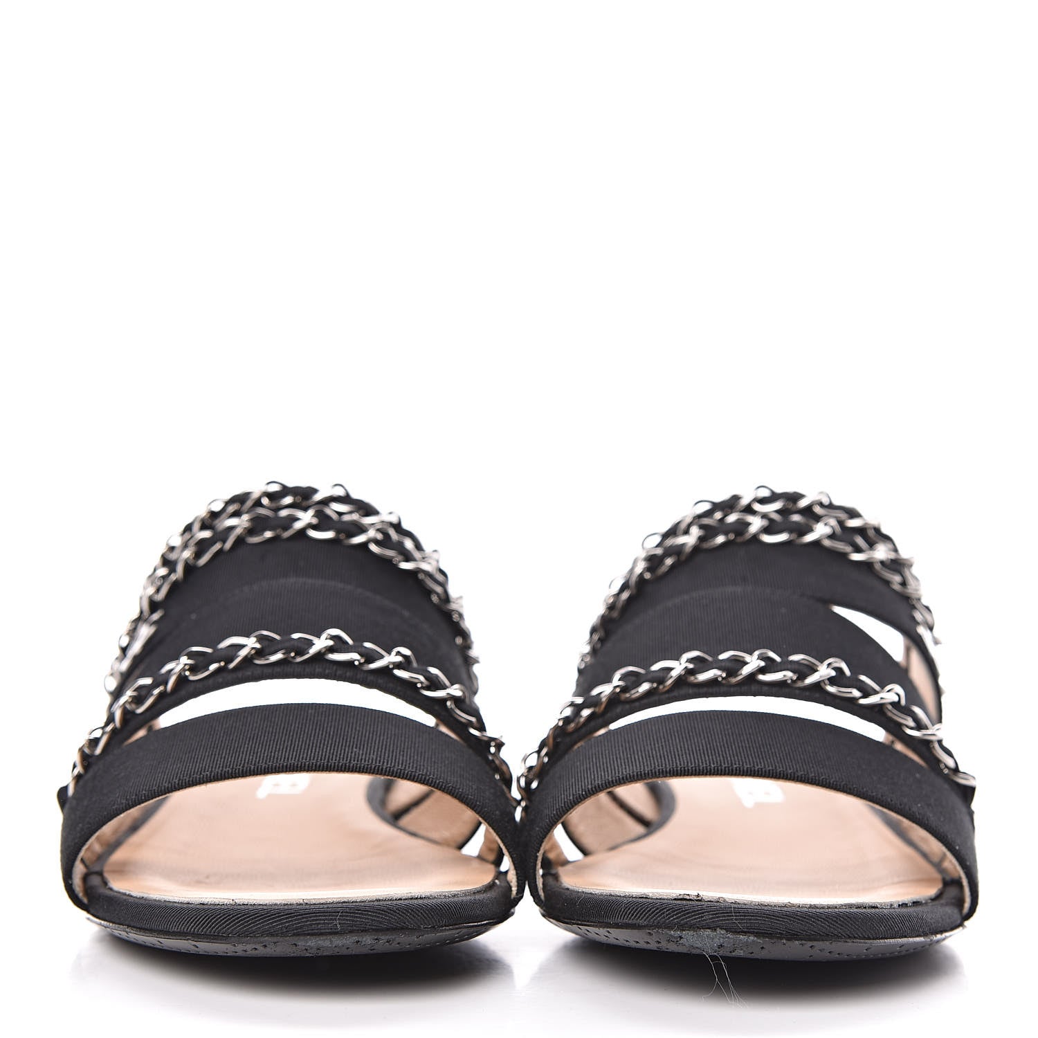 Chanel Grosgrain Chain Sandals 36 Black 2 of 11