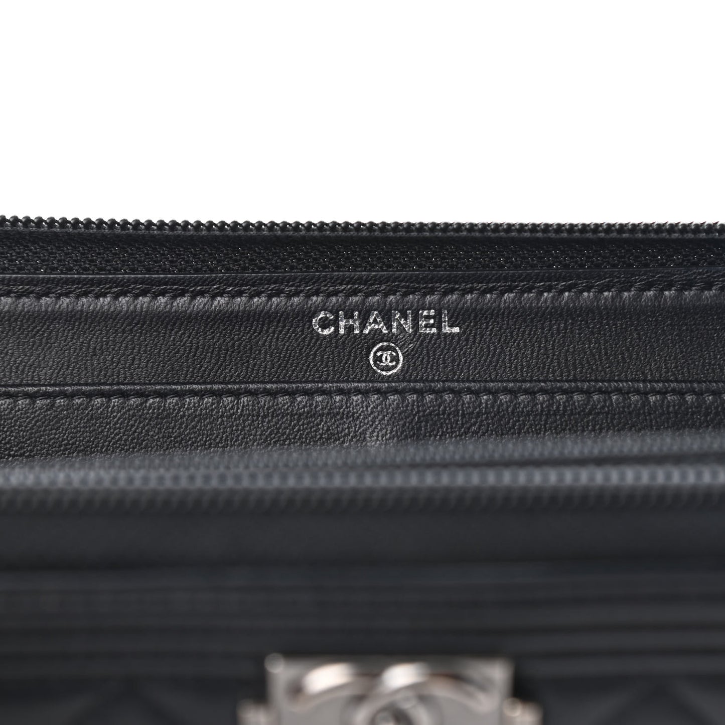 Lambskin Quilted Boy Zip Around Wallet Black