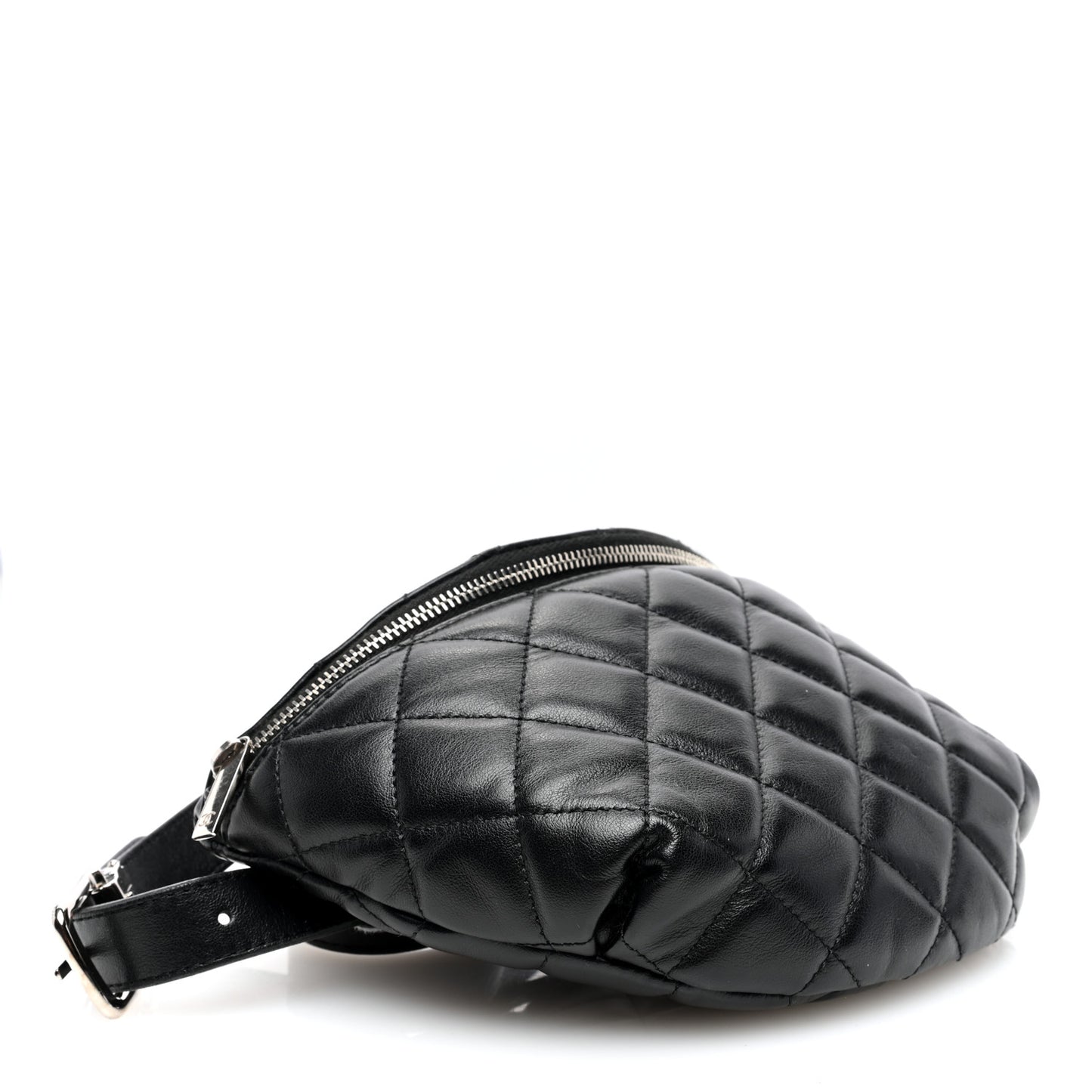 Calfskin Quilted Waist Belt Bag Black