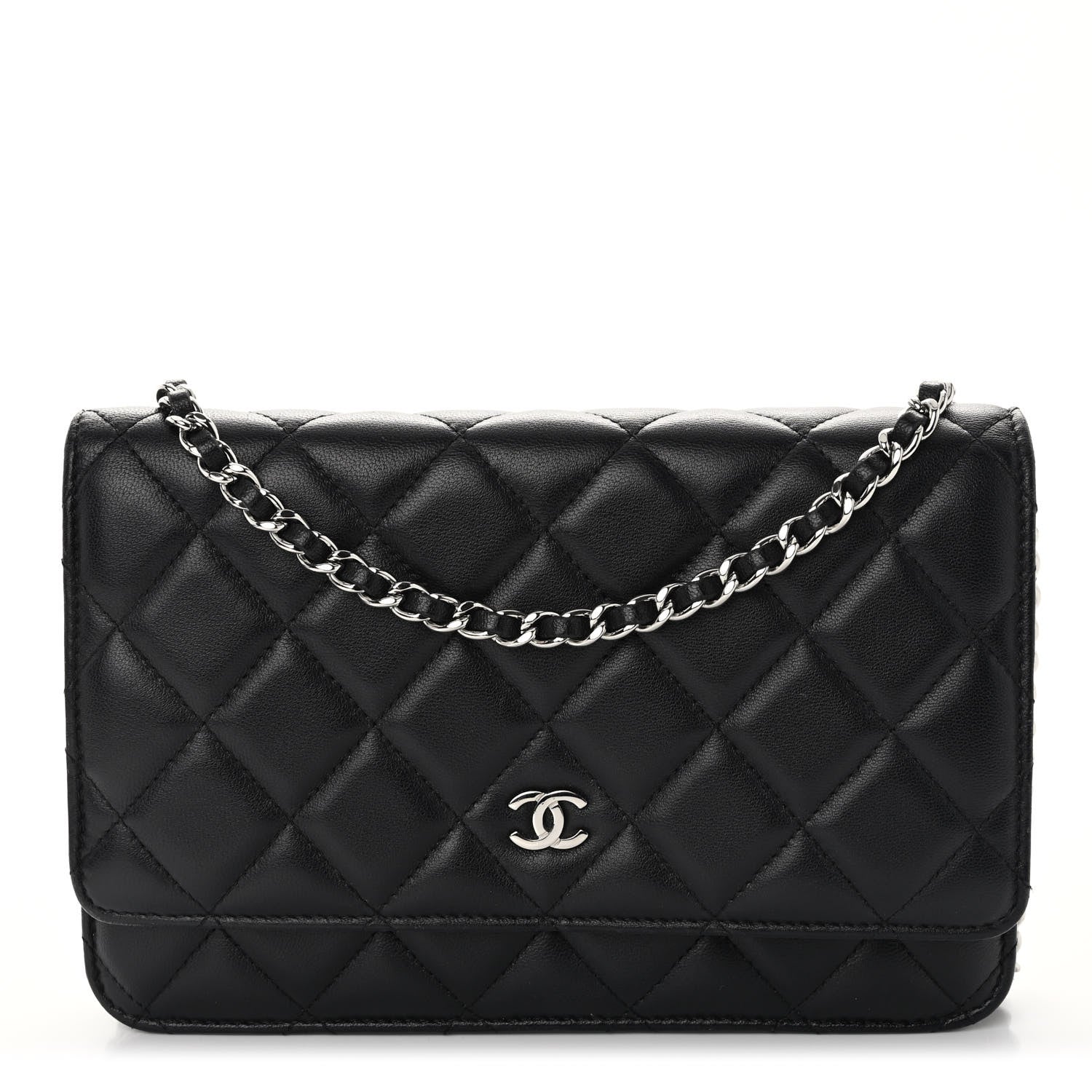 Chanel Lambskin Quilted Wallet On Chain WOC Black 1 of 10