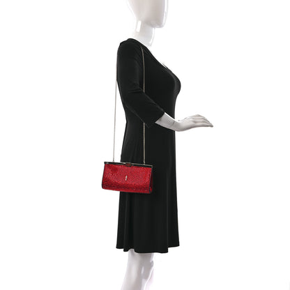 Christian Louboutin Suede Crystal Strass Small Palmette Clutch Red 2 of 8