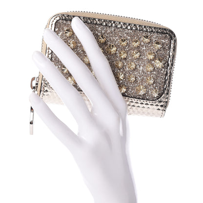 Christian Louboutin Metallic Glitter Spikes Panettone Coin Purse Silver 2 of 7