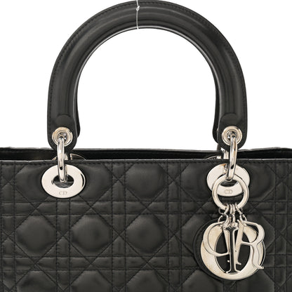 Christian Dior Lambskin Cannage Medium Lady Dior Black 6 of 9