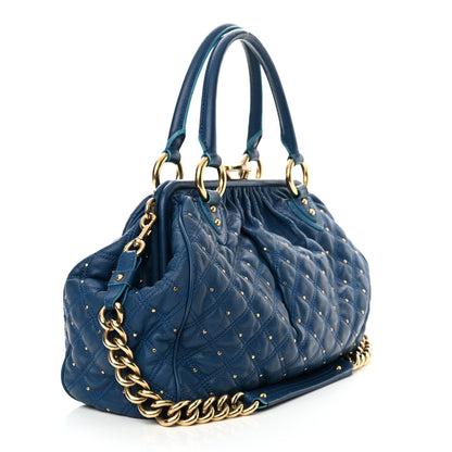 Marc Jacobs Calfskin Quilted Studded Stam Blue 3 of 20