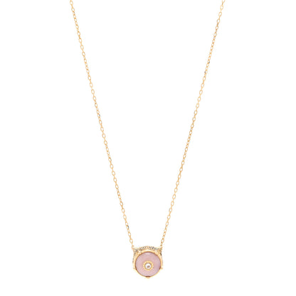 Gucci 18K Yellow Gold Diamond Pink Opal Le Marche Des Merveilles Feline Pendant Necklace 1 of 6
