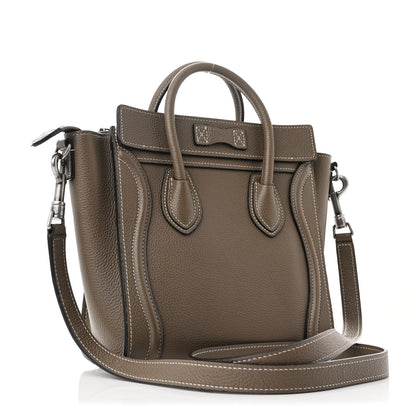 Celine Drummed Calfskin Nano Luggage Souris 3 of 12