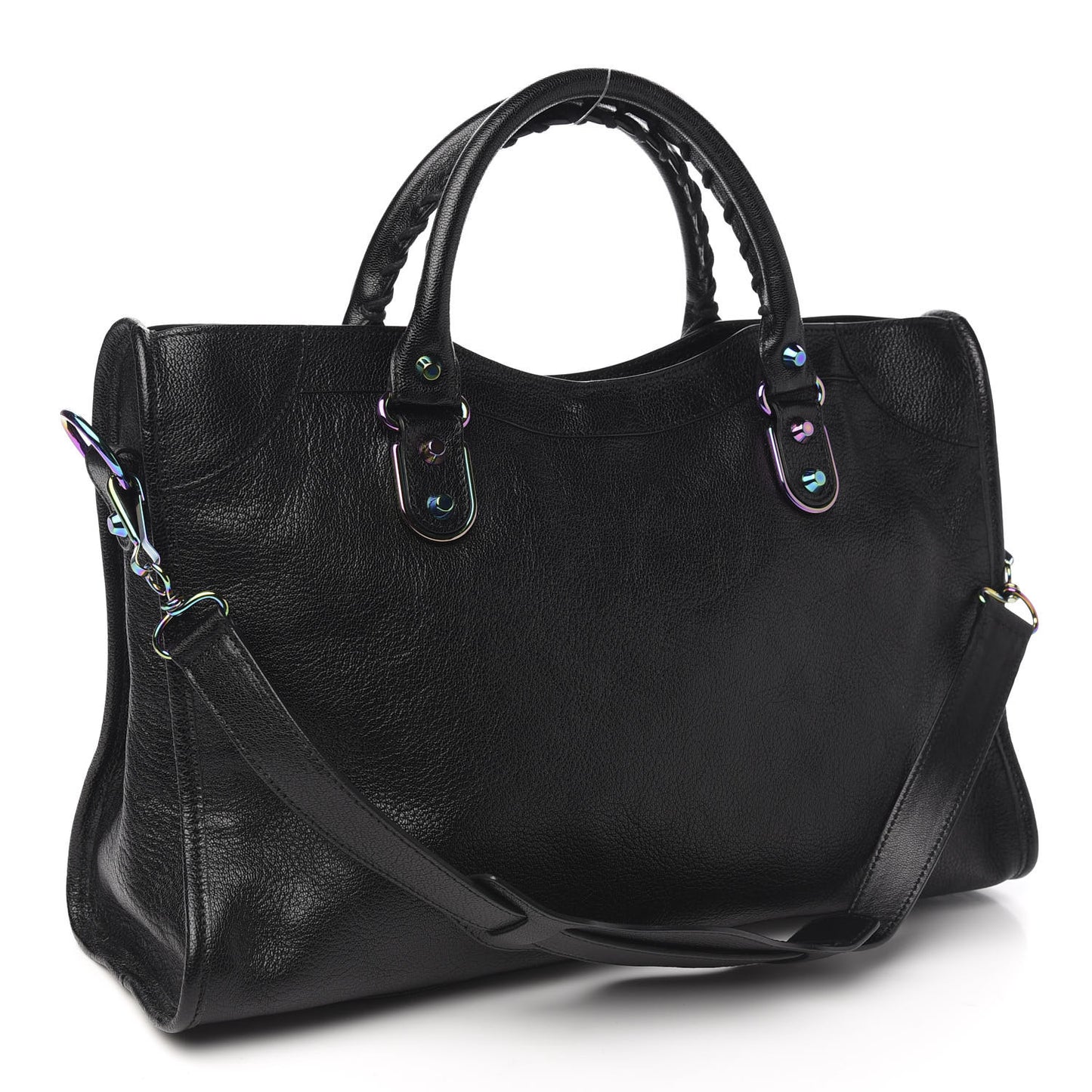 Chevre Iridescent Metallic Edge Hardware City Black