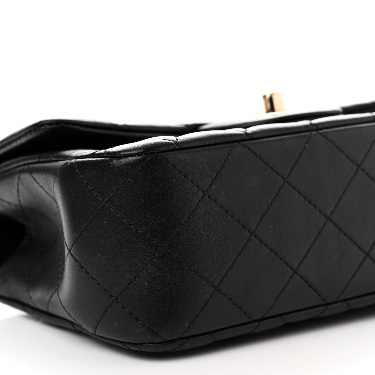 Lambskin Quilted Mini Top Handle Rectangular Flap Black