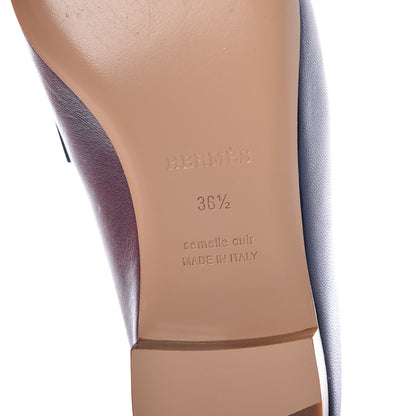 Hermes Goatskin Rivoli Mules 36.5 Bleu Maritime 6 of 7