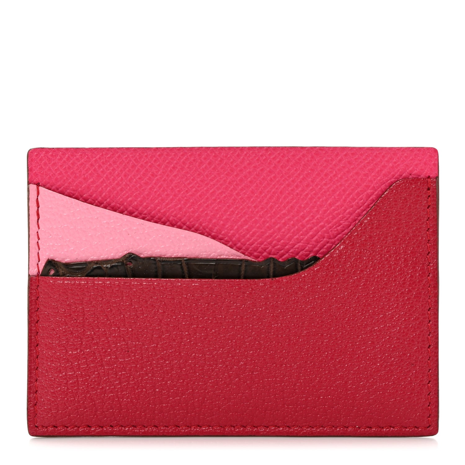 Hermes Epsom Chevre Mysore Calfskin Matte Alligator Histoire Naturelle Petit H Card Holder Warm Colors 1 of 6