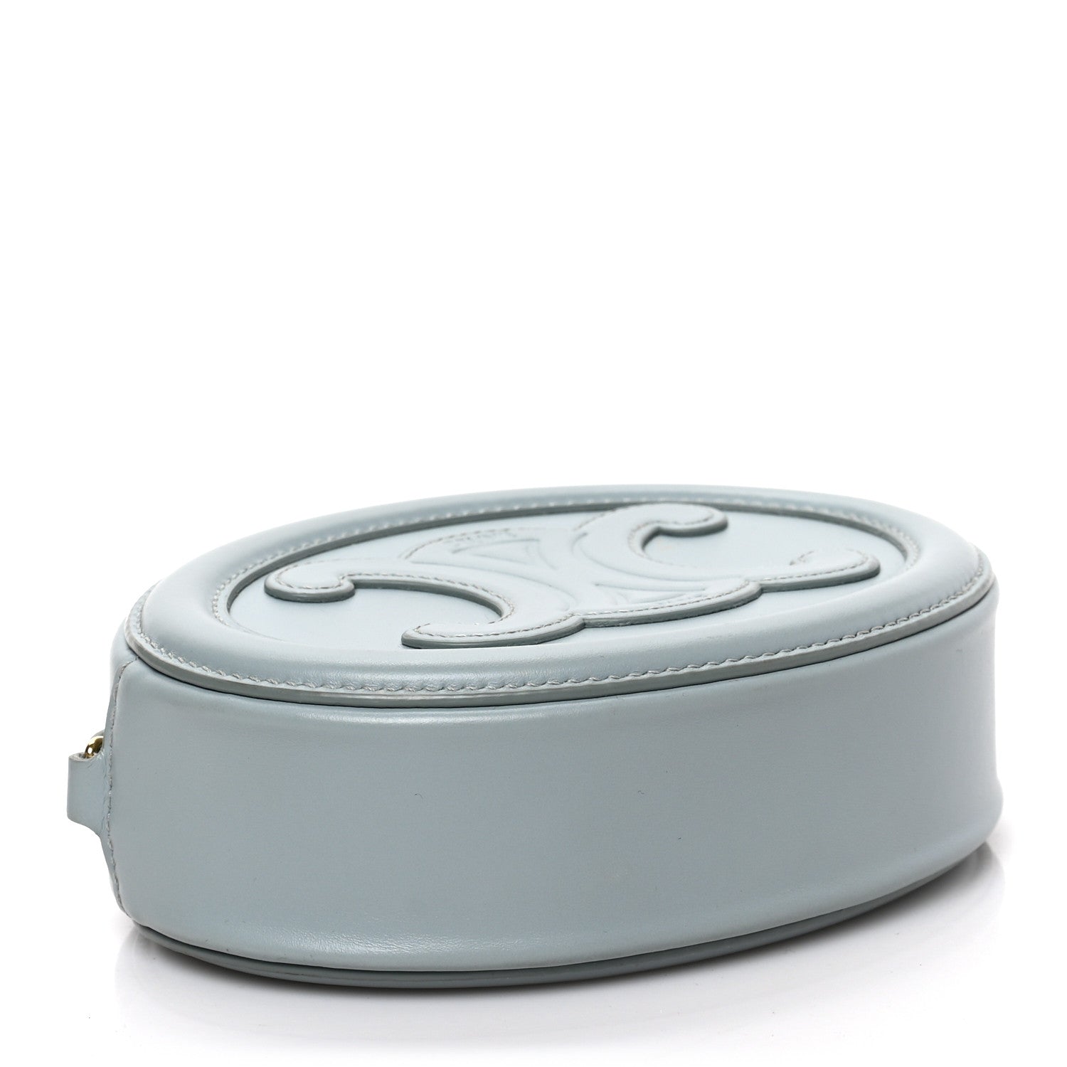 Celine Smooth Calfskin Cuir Small Triomphe Oval Crossbody Purse Ice Blue 4 of 8
