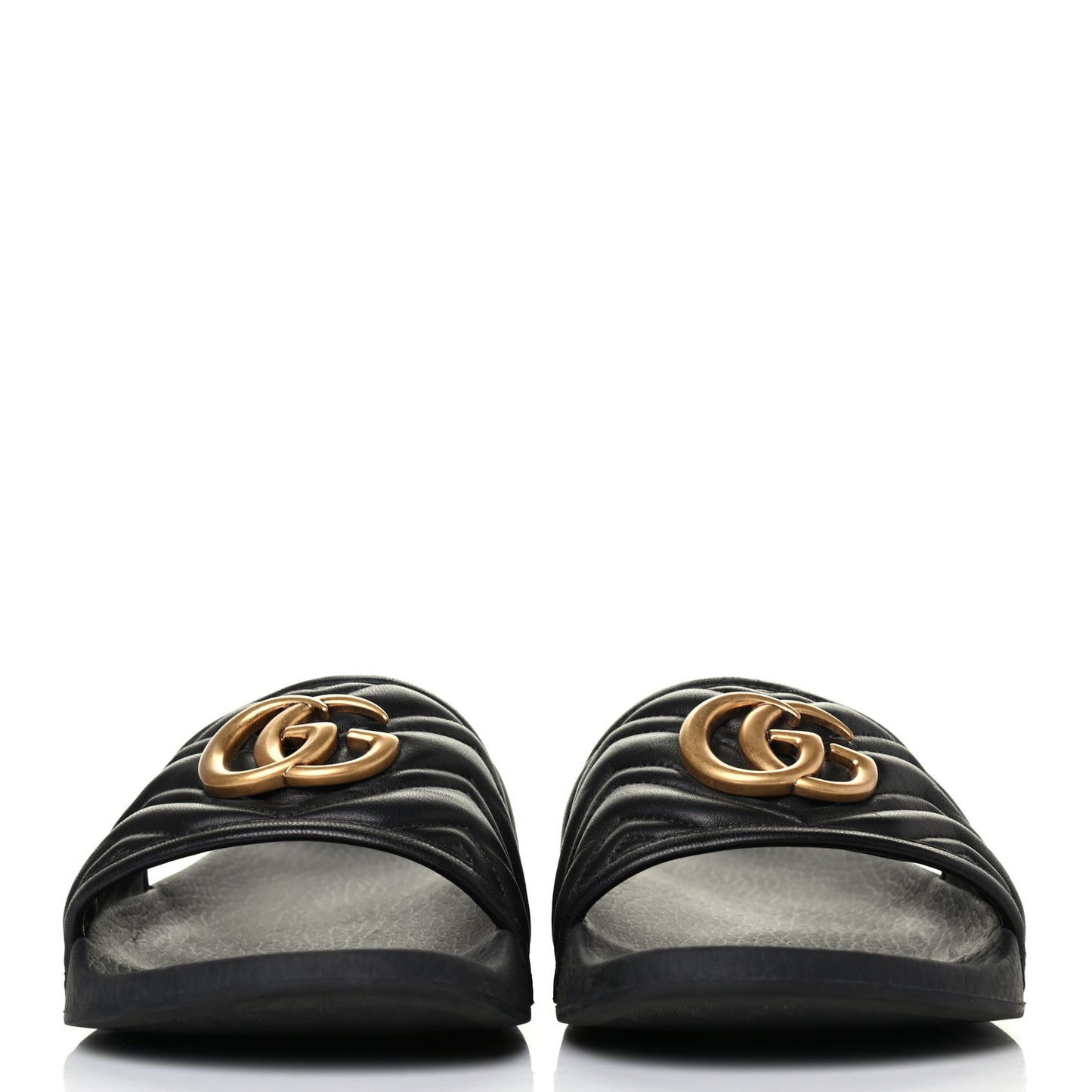 Nappa Matelasse Rubber Mens GG Marmont Slide Sandals 7 Black