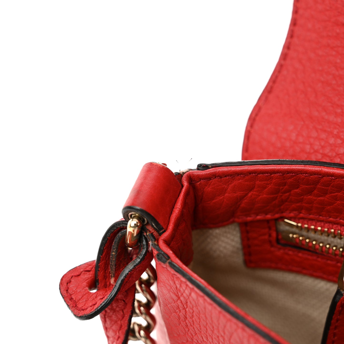 Pebbled Calfskin Medium Soho Flap Crossbody Vibrant Red