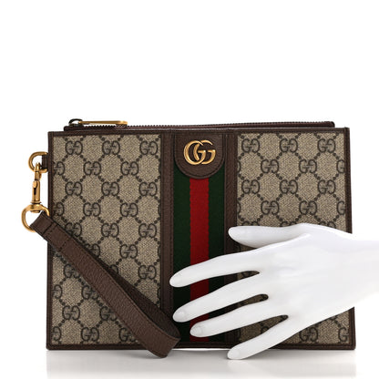 Gucci GG Supreme Monogram Web Ophidia Wristlet Pouch Brown 2 of 10