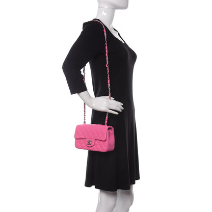Chanel Lambskin Quilted Mini Rectangular Flap Neon Pink 2 of 12