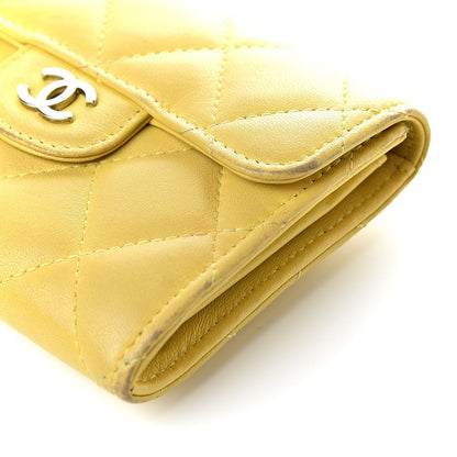 Chanel Lambskin Quilted Flap Card Holder Yellow 16 of 20