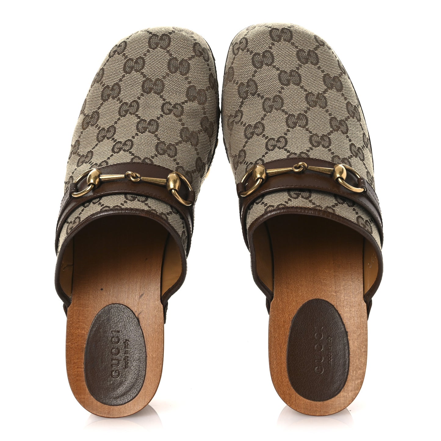 Monogram Goatskin Horsebit Clog Mules 40 Beige Ebony Brown Sugar