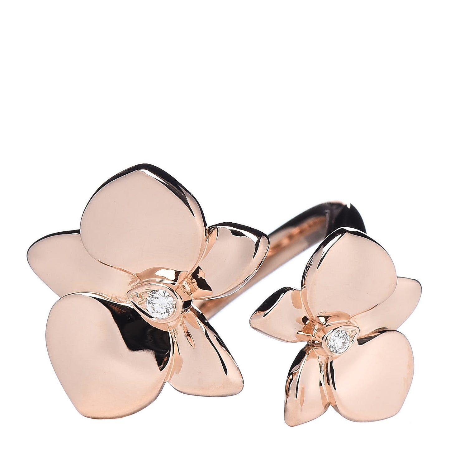 18K Pink Gold Diamond Caresse D'Orchidees Par Ring 50 5.25