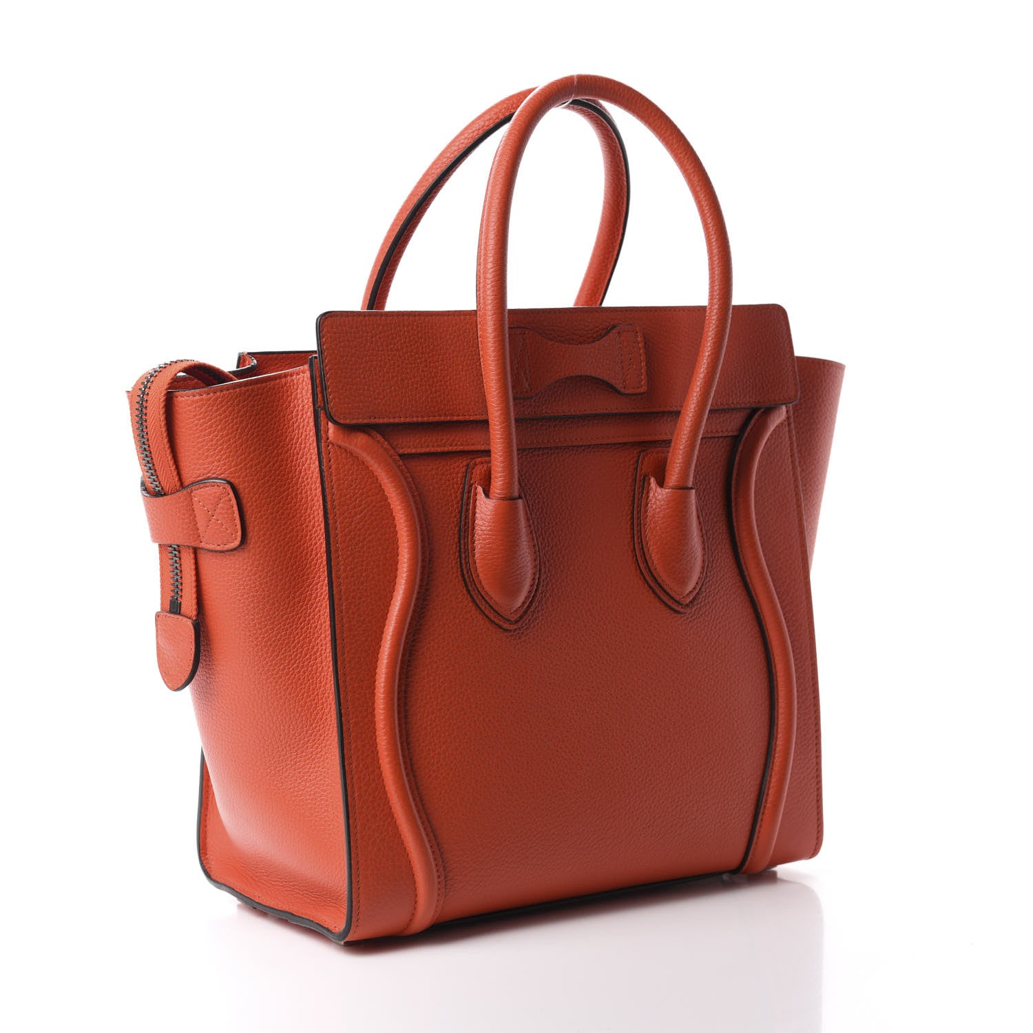 Celine Drummed Calfskin Micro Luggage Vermillion 3 of 12
