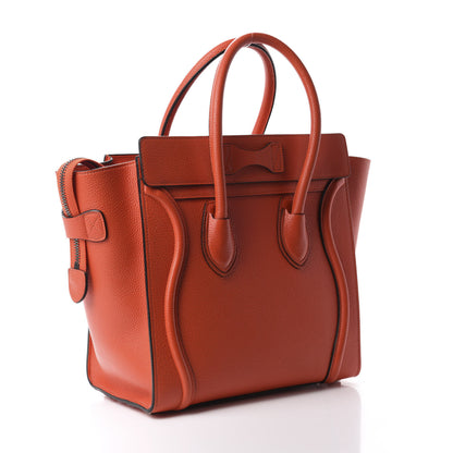 Celine Drummed Calfskin Micro Luggage Vermillion 3 of 12