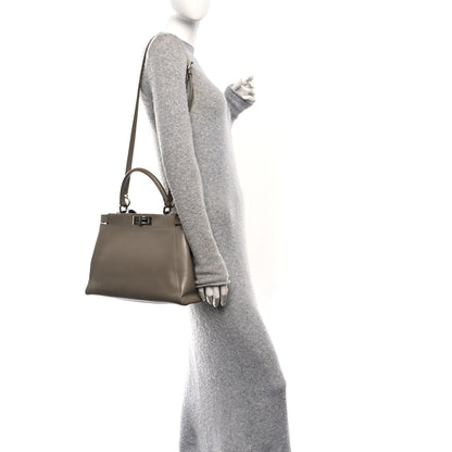 Fendi Vitello Morgan Shiny Nappa Medium Peekaboo Iconic Satchel Tortora 2 of 10