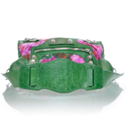 Balenciaga Agneau Canvas Floral Giant 21 Silver Hardware City Green GSH 4 of 10