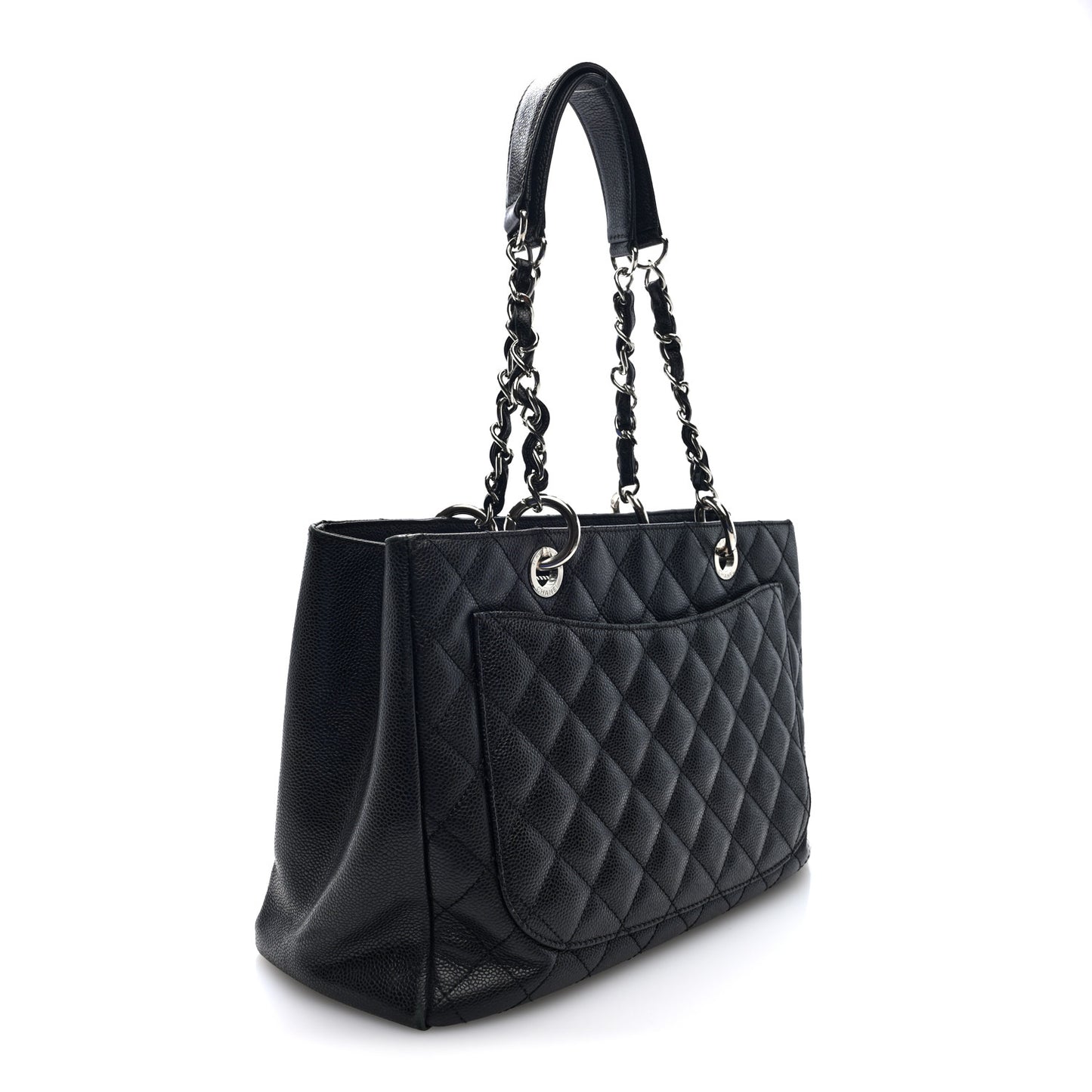 Caviar Quilted Grand Shopping Tote GST Black  Black