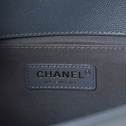 Chanel Caviar Chevron Quilted Medium Boy Flap Blue 5 of 11