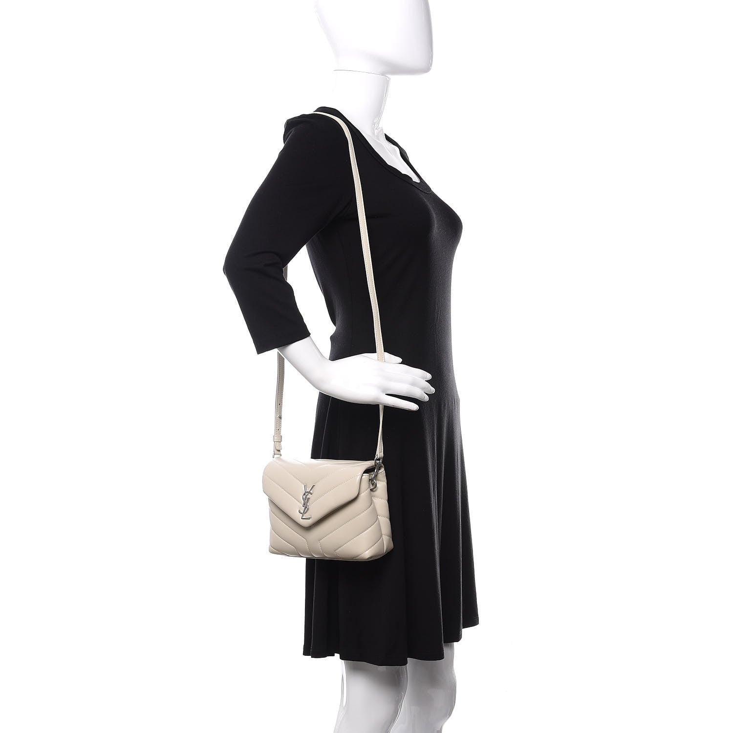 Saint Laurent Calfskin Y Quilted Monogram Toy Loulou Crossbody Bag Ivory 2 of 11