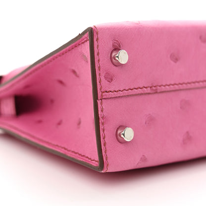 Hermes Ostrich Kelly Sellier Mini 20 Rose Pourpre 9 of 13