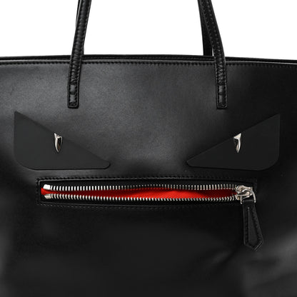 Fendi Vitello Liberty Lucido Metal Monster Eyes Medium Roll Tote Black 7 of 10