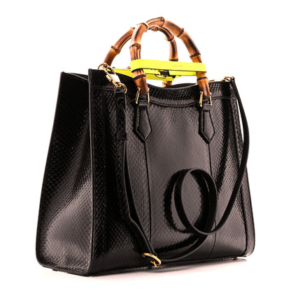 Gucci Snakeskin Medium Diana Tote Bag Black Yellow Fluo 3 of 10