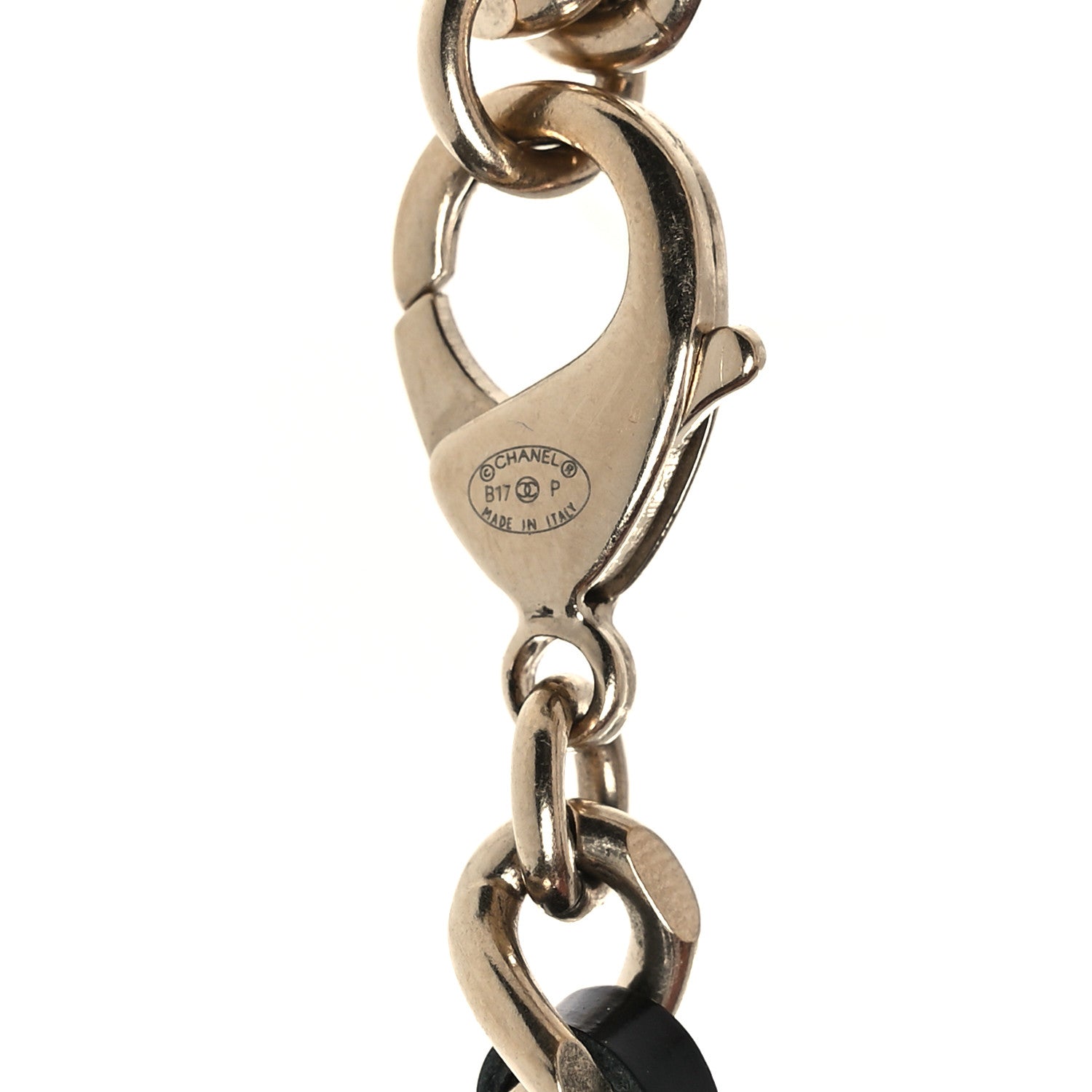 Chanel Metal Lambskin CC Lariat Necklace Black Gold 7 of 7