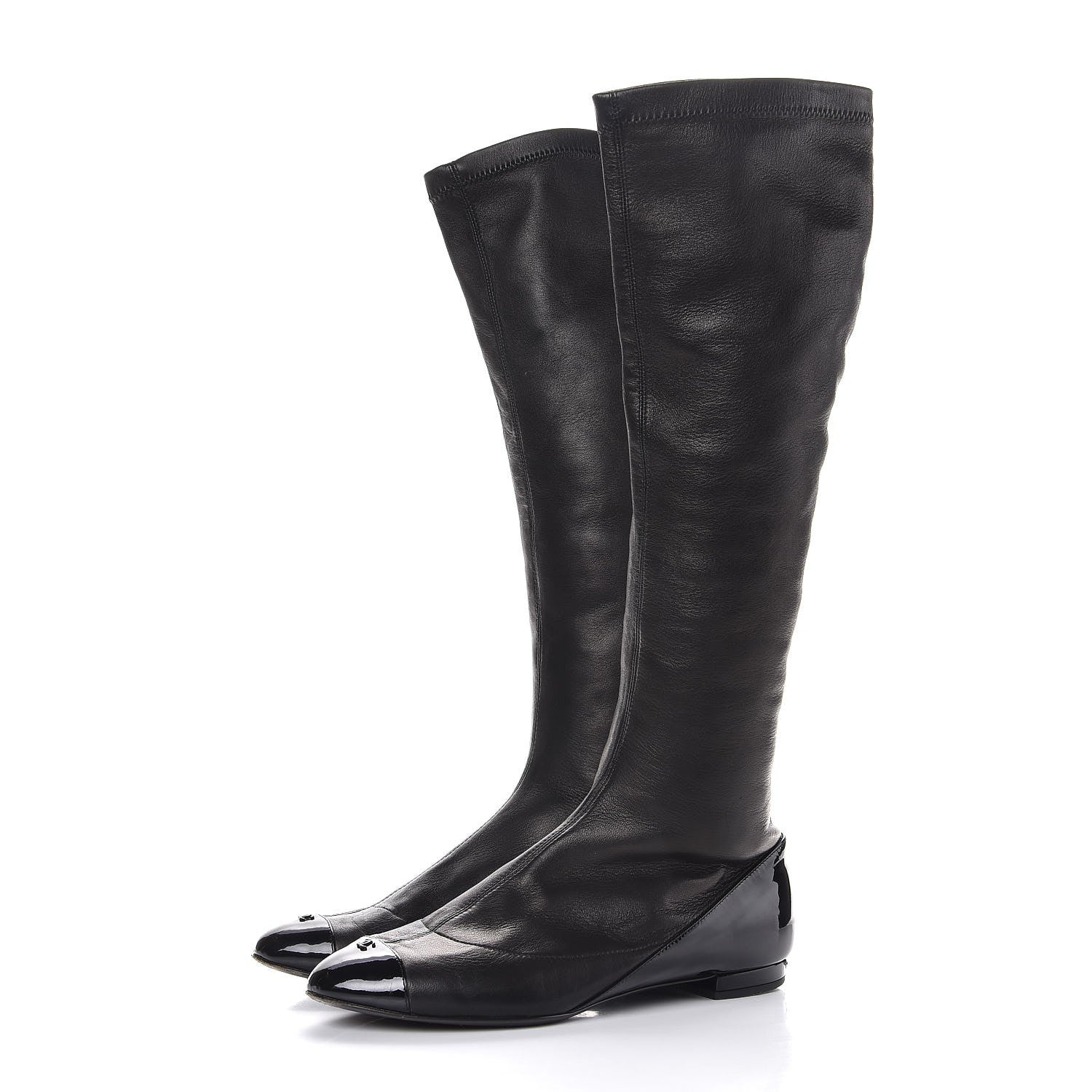 Chanel Lambskin Cap Toe Ballerina High Boots 39.5 Black 3 of 11