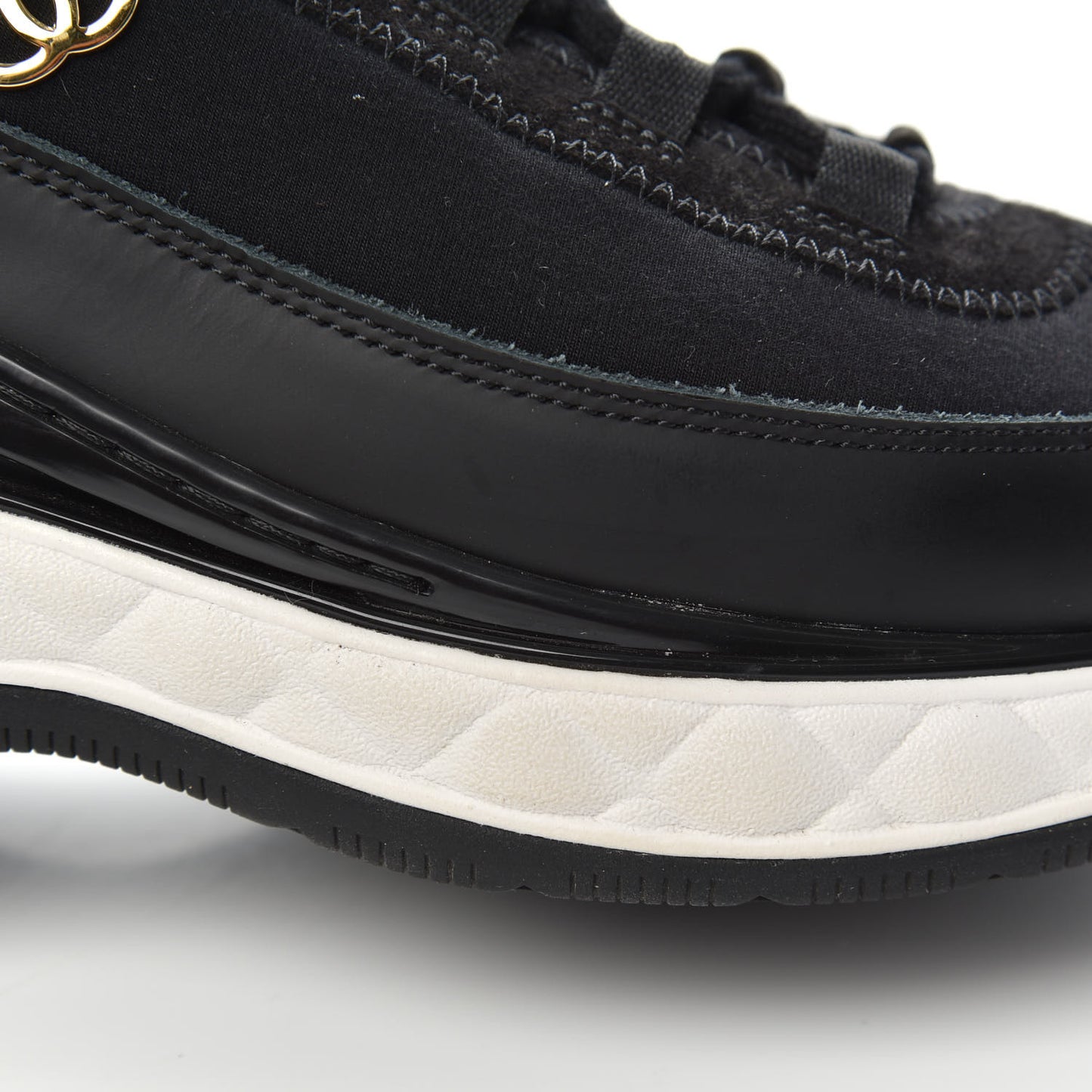 Velvet Calfskin Mixed Fibers CC Sneakers 36.5 Black