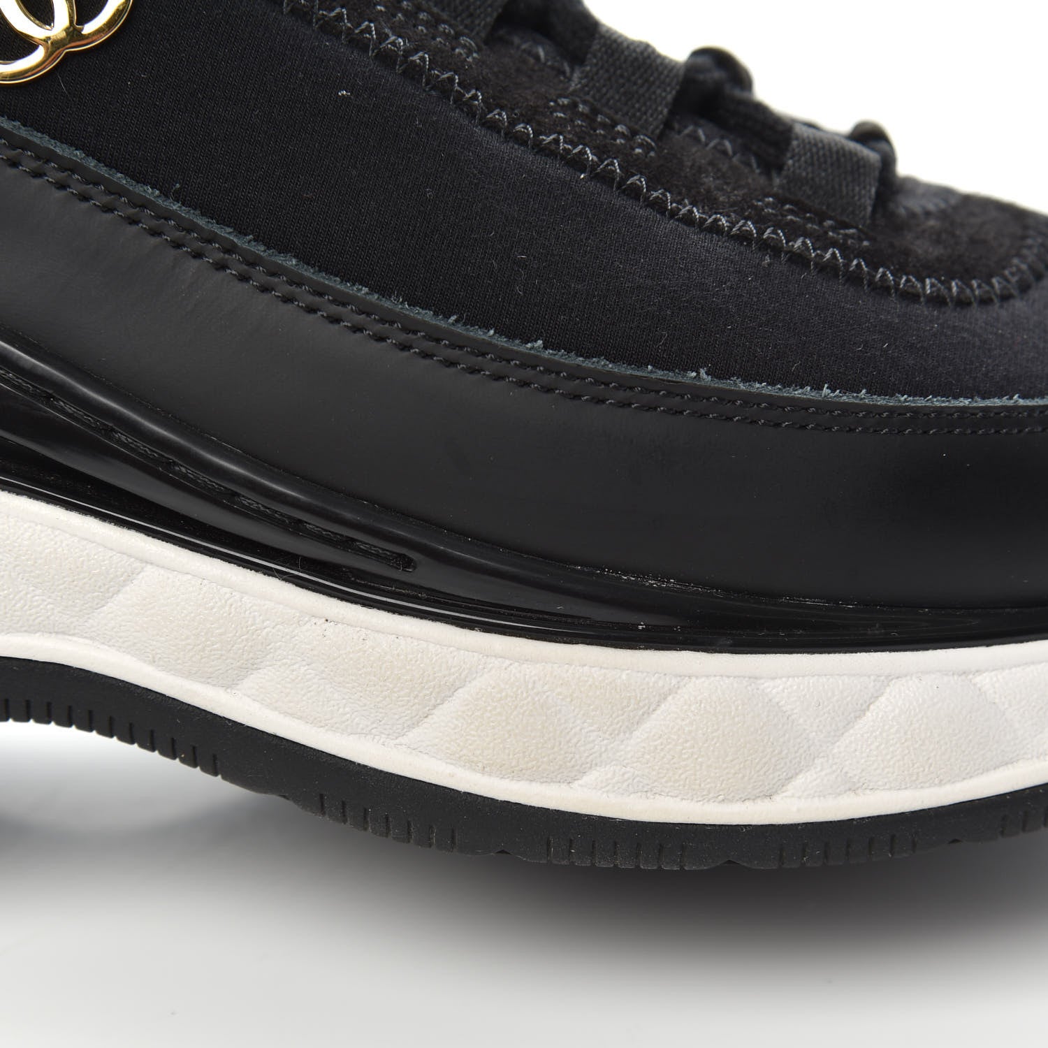Chanel Velvet Calfskin Mixed Fibers CC Sneakers 36.5 Black 9 of 11