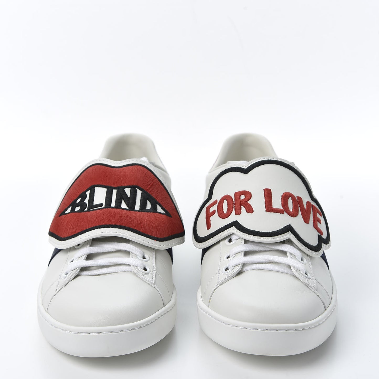 Calfskin Ayers Web Blind for Love Embroidered Womens Ace Sneakers 36.5 White