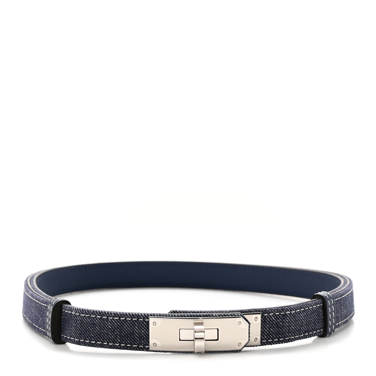 Hermes Denim Epsom Kelly Belt 18 Bleu Indigo White Bleu Navy 1 of 4