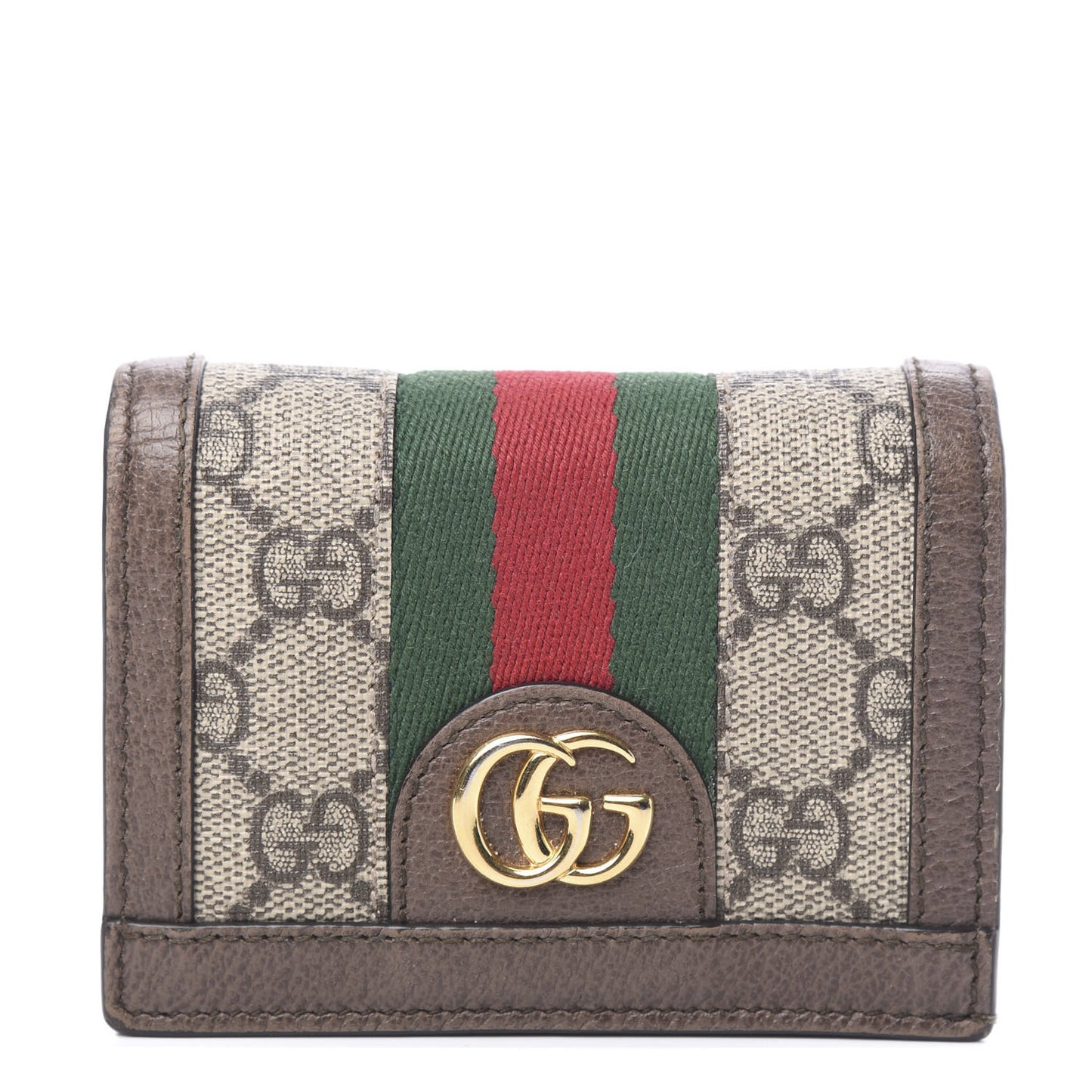 GG Supreme Monogram Web Ophidia Card Case Beige New Acero