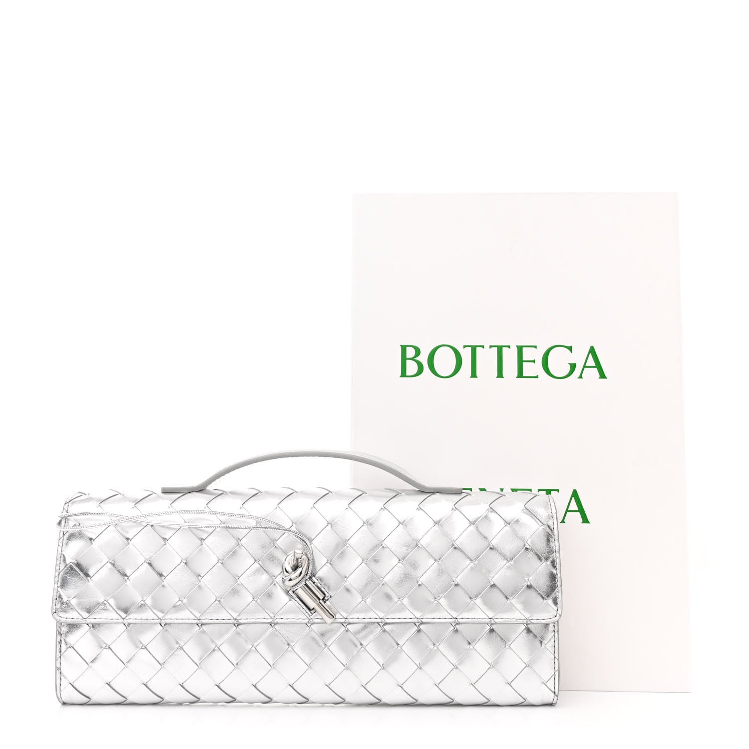 Bottega Veneta Metallic Nappa Intrecciato Long Andiamo Top Handle