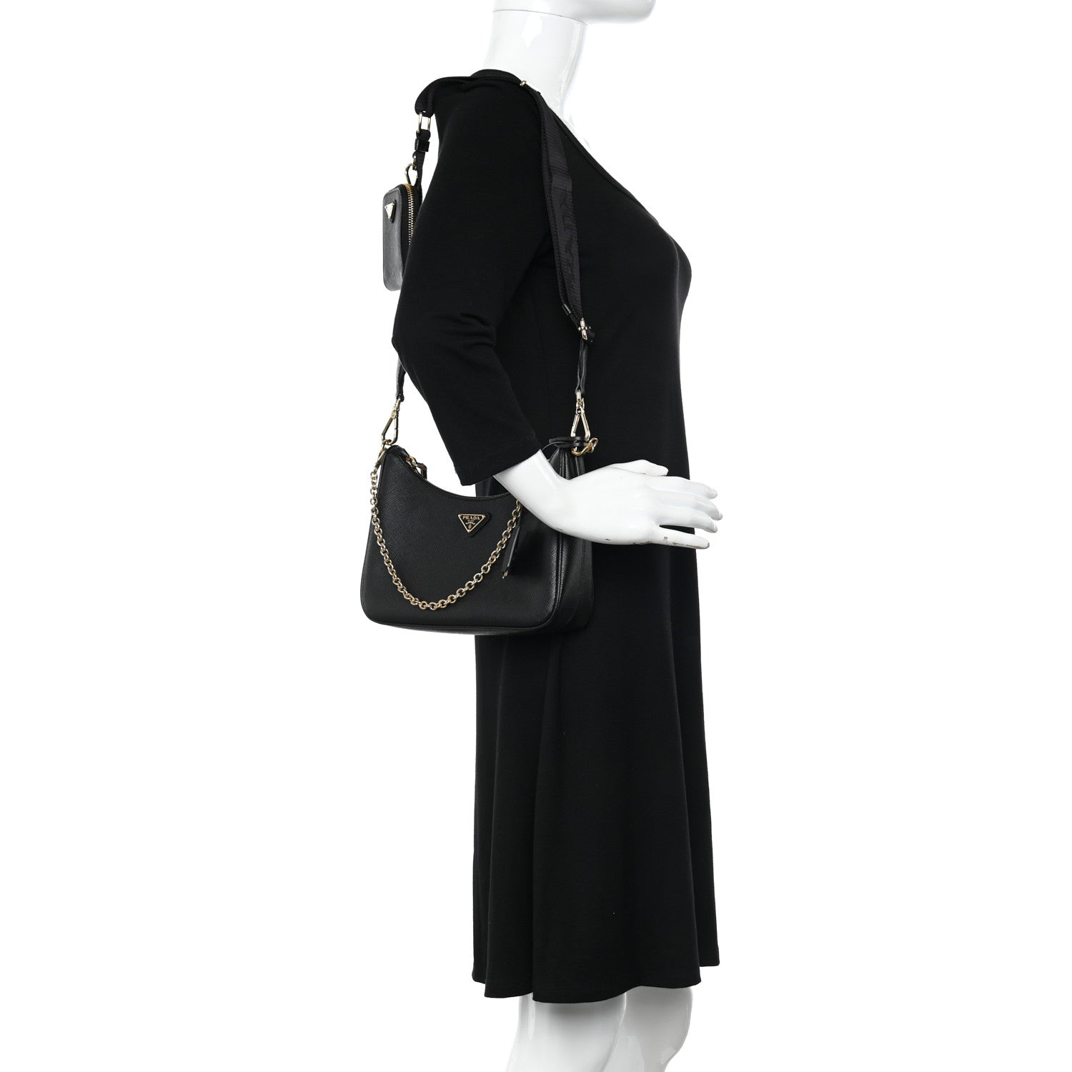 Prada Saffiano Lux Re-Edition 2005 Shoulder Bag Black 2 of 9