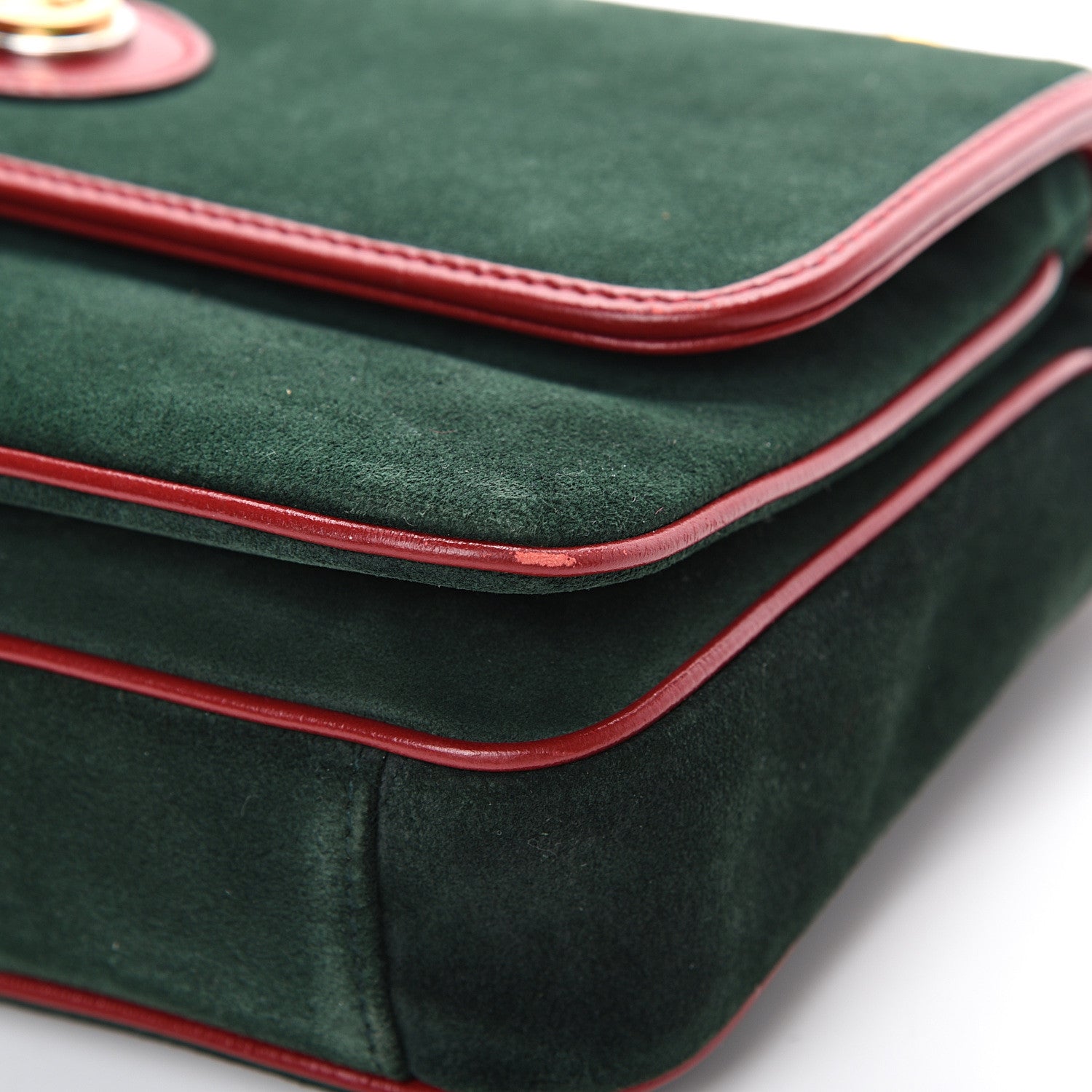 Gucci Suede Small Marina Chain Shoulder Bag Green Red 13 of 13