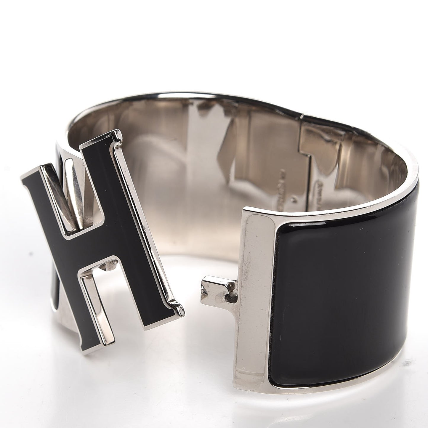 Enamel Extra Wide Clic Clac H Bracelet GM Black