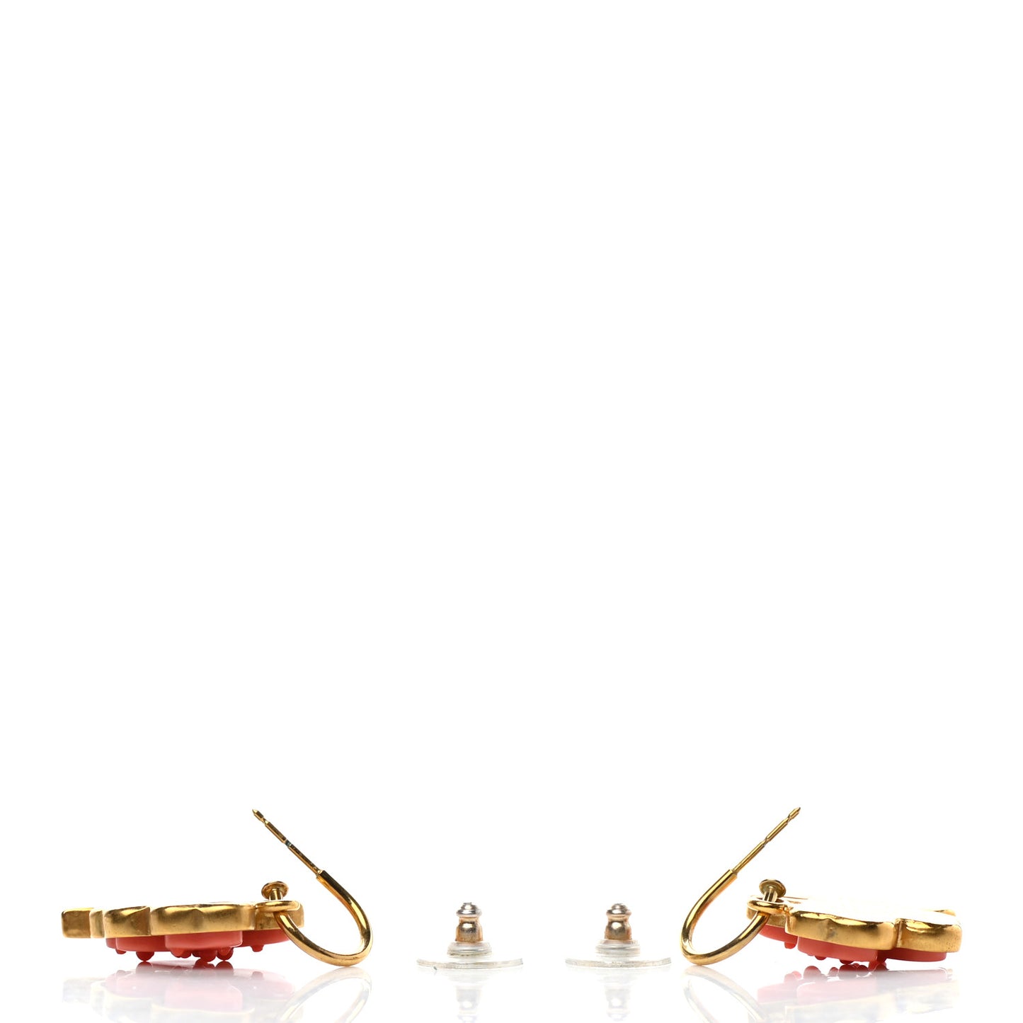 Enamel Clover CC Earrings Orange Gold