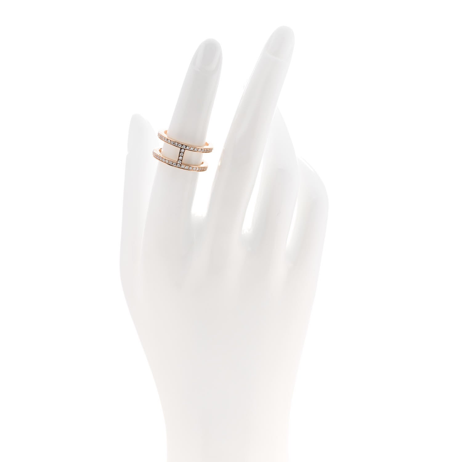 Hermes 18K Rose Gold Diamond MM Ever Chaine D'Ancre Ring 51 5.75 2 of 7