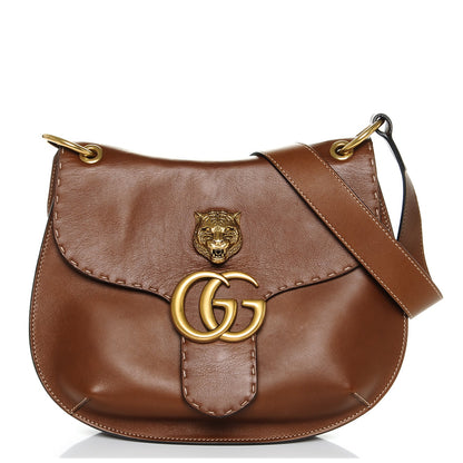 Gucci Calfskin Feline GG Marmont Flap Shoulder Bag Cuir 1 of 6