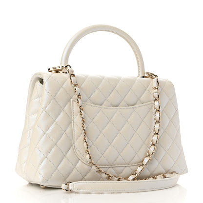 Chanel Iridescent Caviar Quilted Small Coco Handle Flap White 2 of 10