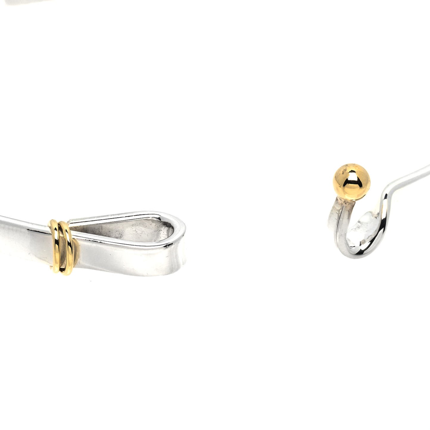 Sterling Silver 18K Yellow Gold Hook Eye Bangle Bracelet