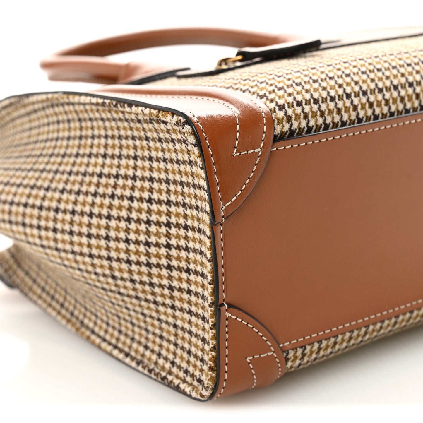 Smooth Calfskin Houndstooth Nano Luggage Tan
